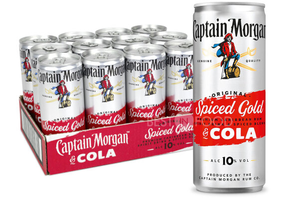 DPG Captain Morgan Spiced Gold & Cola 10% Rum Mixgetränk Dose 12x 250ml