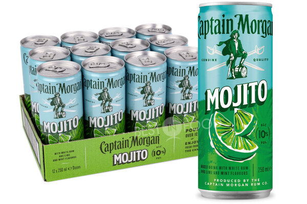 DPG Captain Morgan & Mojito 10% Rum Mixgetränk Dose 12x 250ml