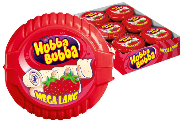 Hubba Bubba Bubble Tape Erdbeer Kaugummi 12x 56g
