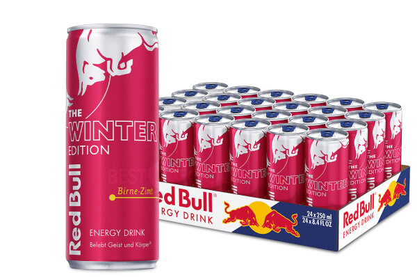 DPG Red Bull Winter Edition Birne-Zimt Energy Drink Dose 24x 250ml