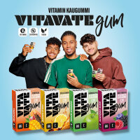 Vitavate Gum 4er Mix je 1x 12 Dragees Rote Früchte, Grüner Apfel, Tropical, Cola Sauer