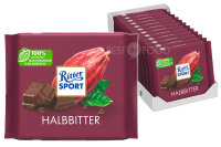 Ritter Sport Halbbitter Schokoladen-Tafel 12x 100g