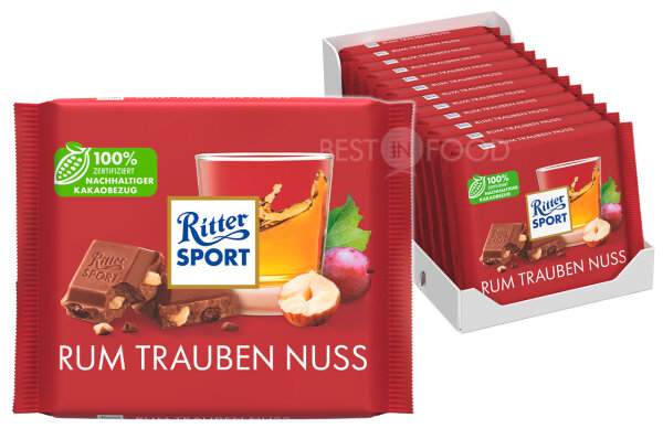 Ritter Sport Rum Trauben Nuss Schokoladen-Tafel 12x 100g
