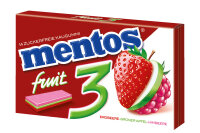 mentos Gum 3 Fruity Fresh Erdb.-Grüner Apfel-Himb. Kaugummi 12x 33g